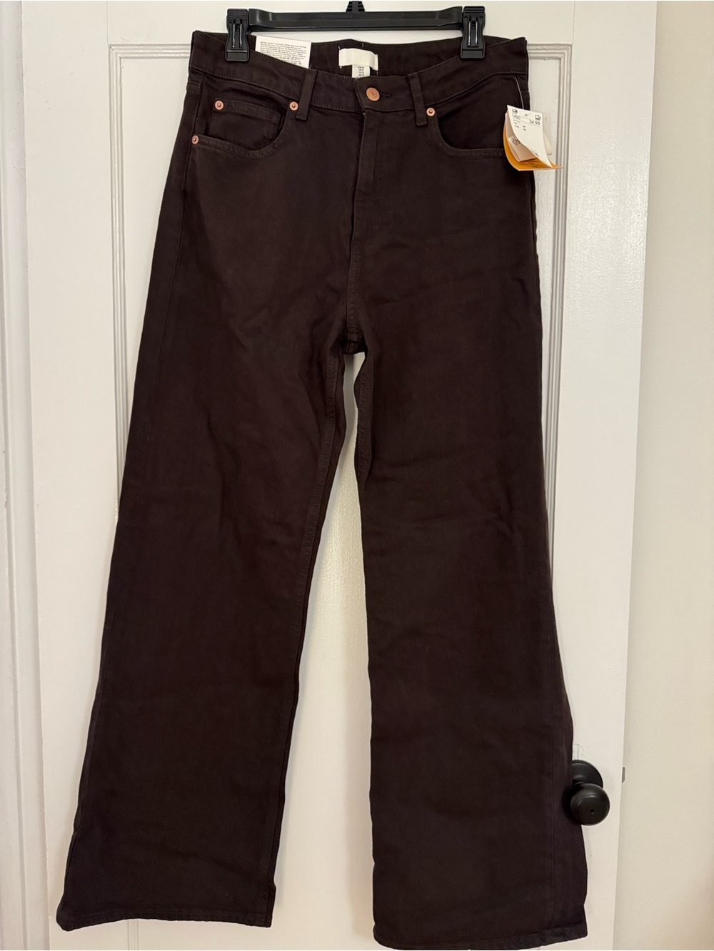H&M Wide Leg Pants in Dark Brown